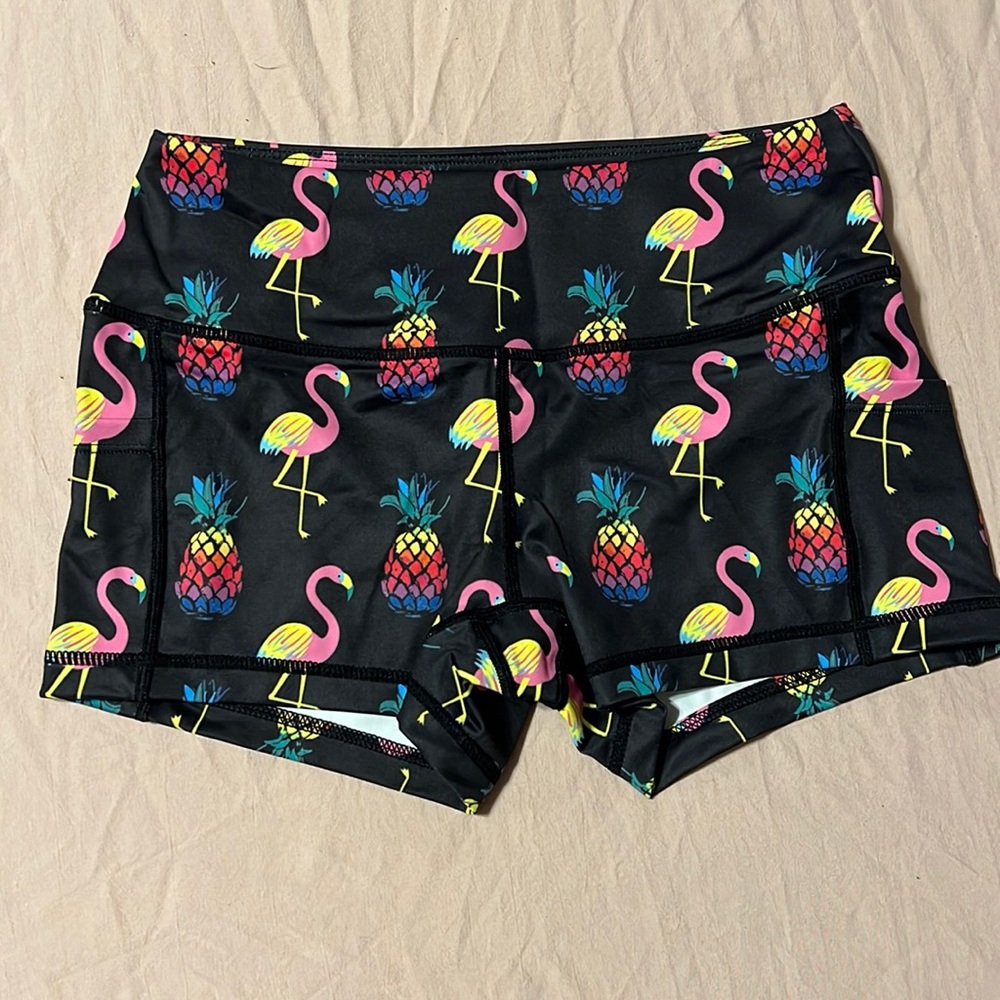 Feed Me Fight Me S Black Flamingo Pineapple short